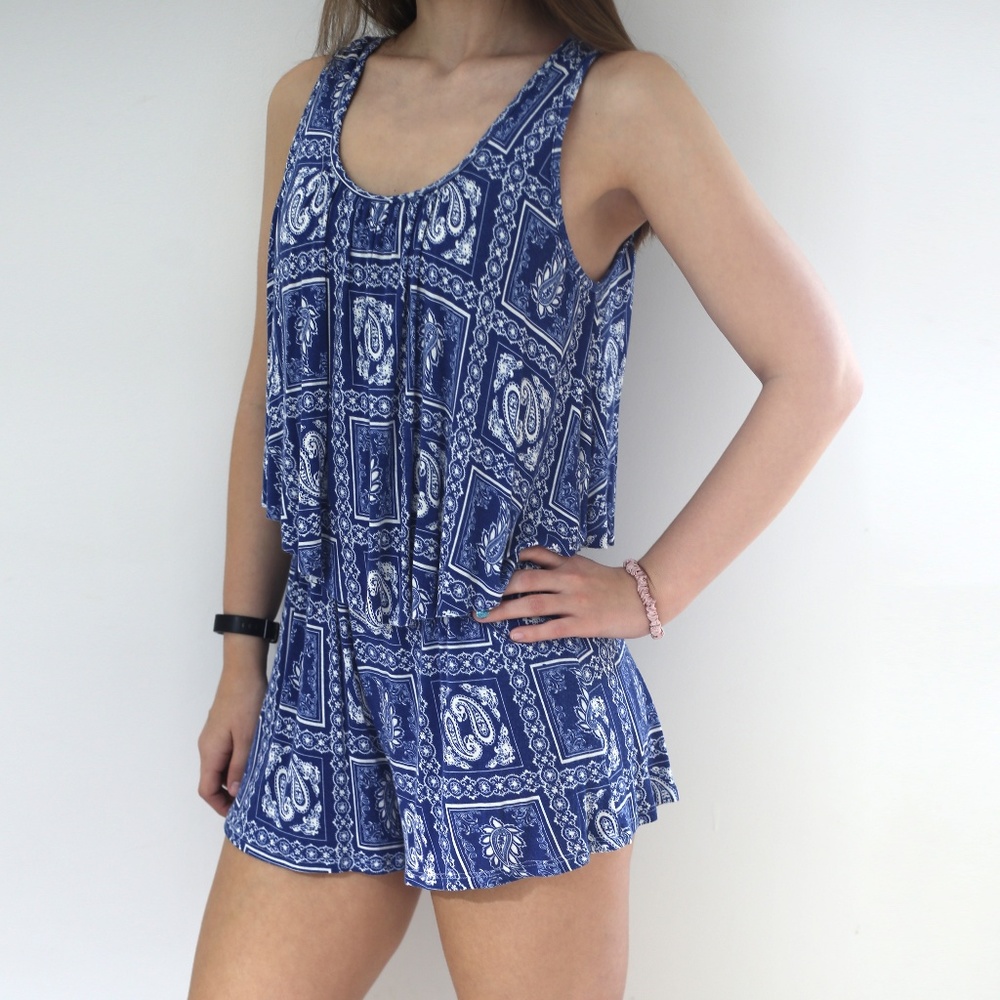 rue21 Blue Paisley Print Romper